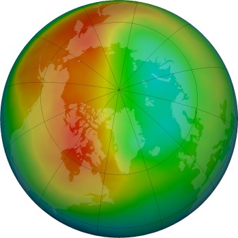 Arctic ozone map for 2016-02